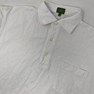 Sid Mashburn Men's Large Cotton Solid White Short Sleeve Polo Golf Shirt